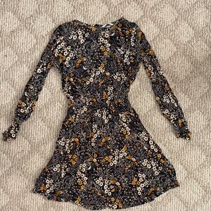 H&M Black and Yellow Floral Long Sleeve Dress